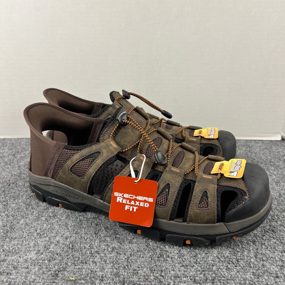 Skechers Slip-ins Relaxed Fit Mens 14 Brown Fisherman Sandals 205187 CHOC